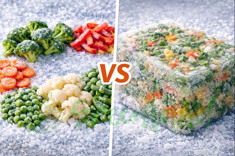 IQF versus block frozen vegetables comparison for B2B buyers foodservice retail and industrial processing